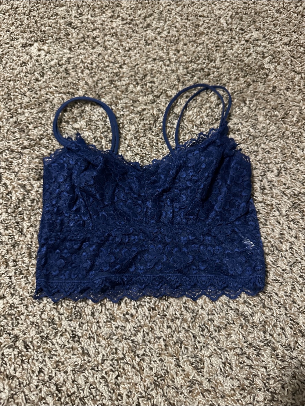 Navy Lace Bralette Crop Top